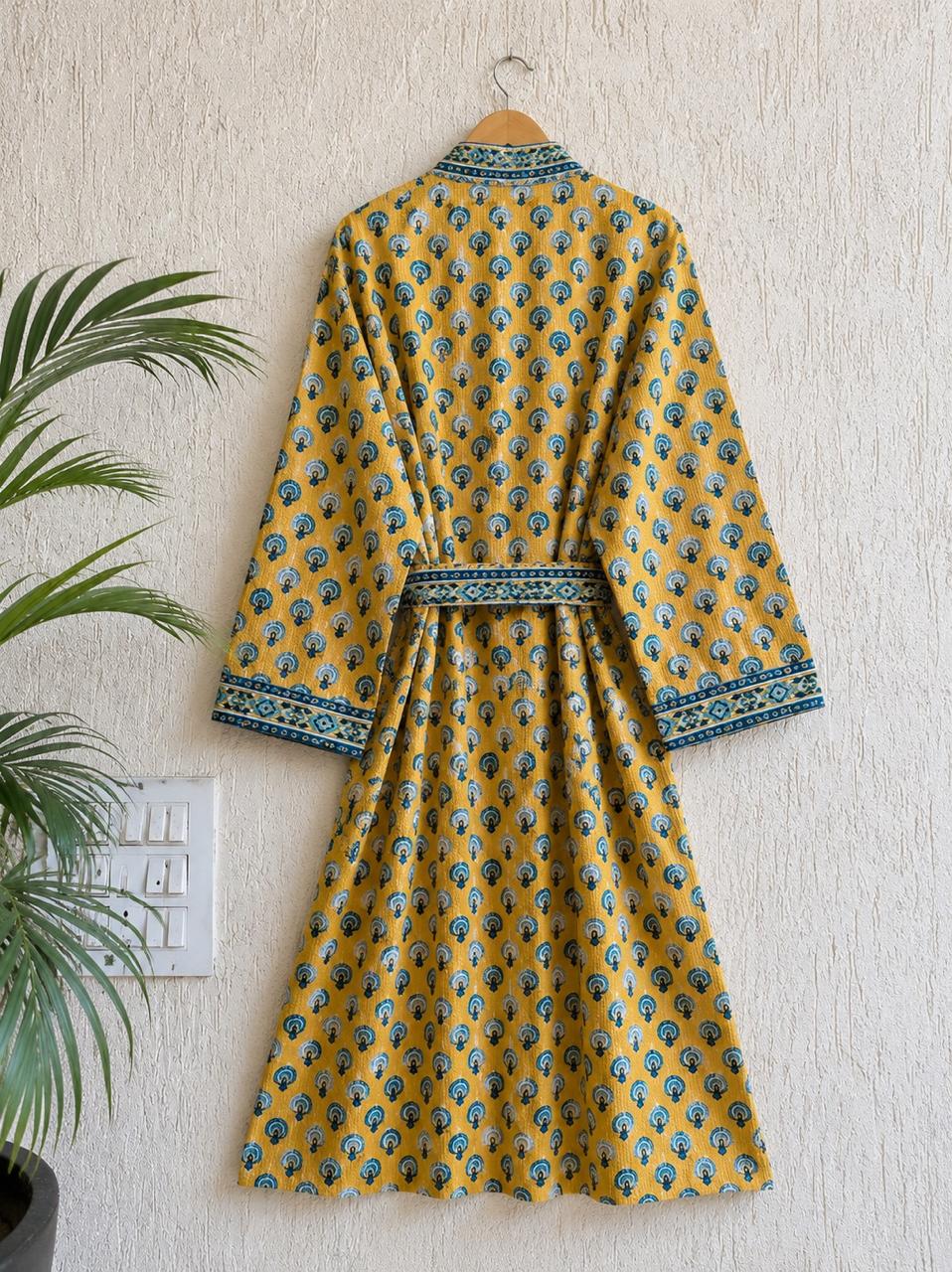 Hand Block Printed Terry Cotton Bathrobe