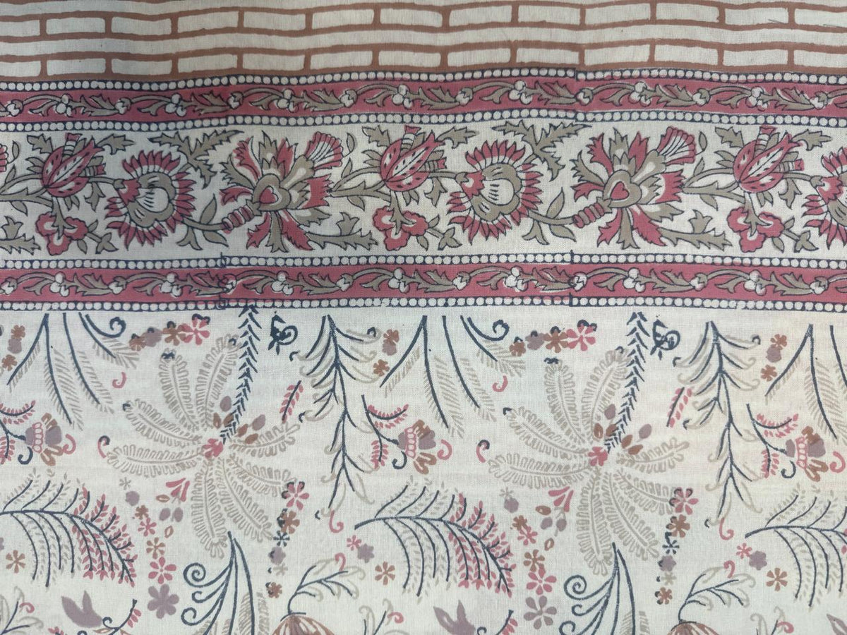 Hand Block Printed Pink & White Table Linen Set – Table Cover, Runner, Placemats & Napkins | Tablecloth