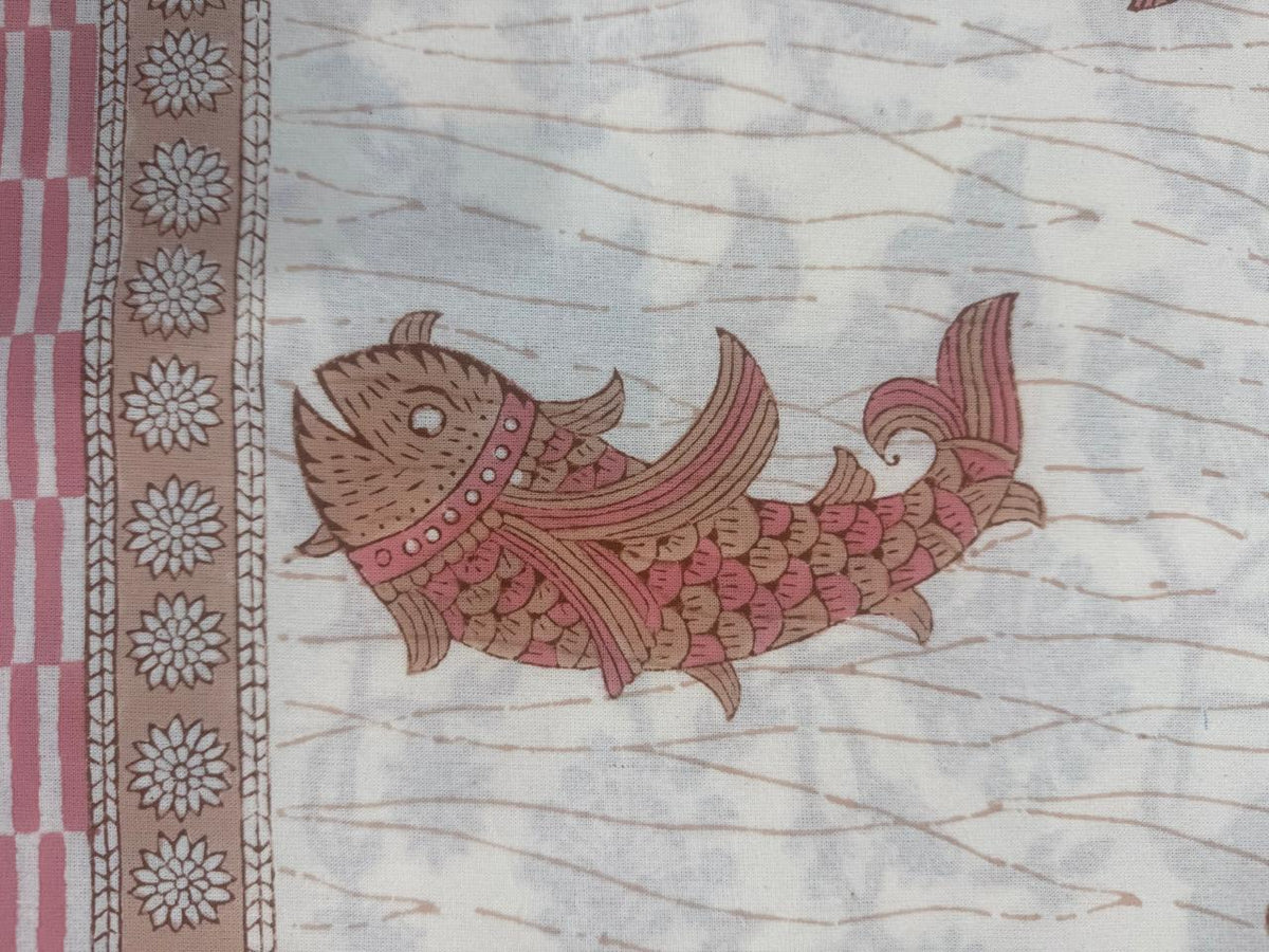 Hand Block Printed Pink & White Table Linen Set – Table Cover, Runner, Placemats & Napkins | Tablecloth