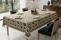 Hand Block Printed Brown & Green Table Linen Set – Table Cover, Runner, Placemats & Napkins | Tablecloth