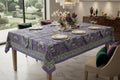 Hand Block Printed Purple & Blue Table Linen Set – Table Cover, Runner, Placemats & Napkins | Tablecloth