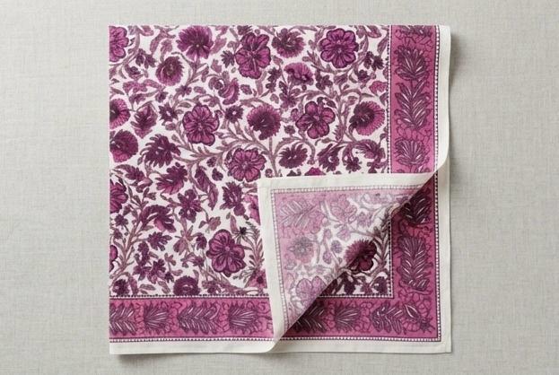 Hand Block Printed Red & Pink Table Linen Set – Table Cover, Runner, Placemats & Napkins | Tablecloth