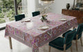 Hand Block Printed Pink & White Table Linen Set – Table Cover, Runner, Placemats & Napkins