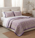 Purple Floral Hand Block Printed Jaipur Quilt | Cotton Razai