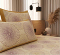 Yellow and Purple Artisanal Block Print Bedsheet – Handcrafted Indian Cotton Linens