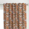 Orange Floral Hand Block Print Cotton Curtain, Drapes