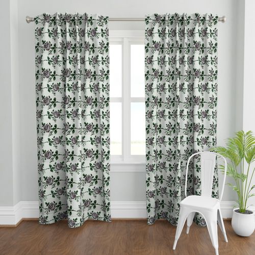 Green and White  Colour Hand Block Print Curtain & Drapes, Pure Cotton Fabric