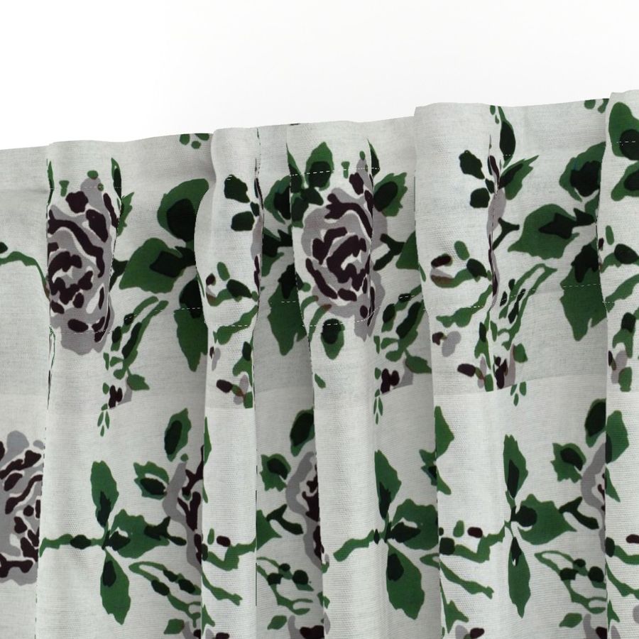 Green and White  Colour Hand Block Print Curtain & Drapes, Pure Cotton Fabric