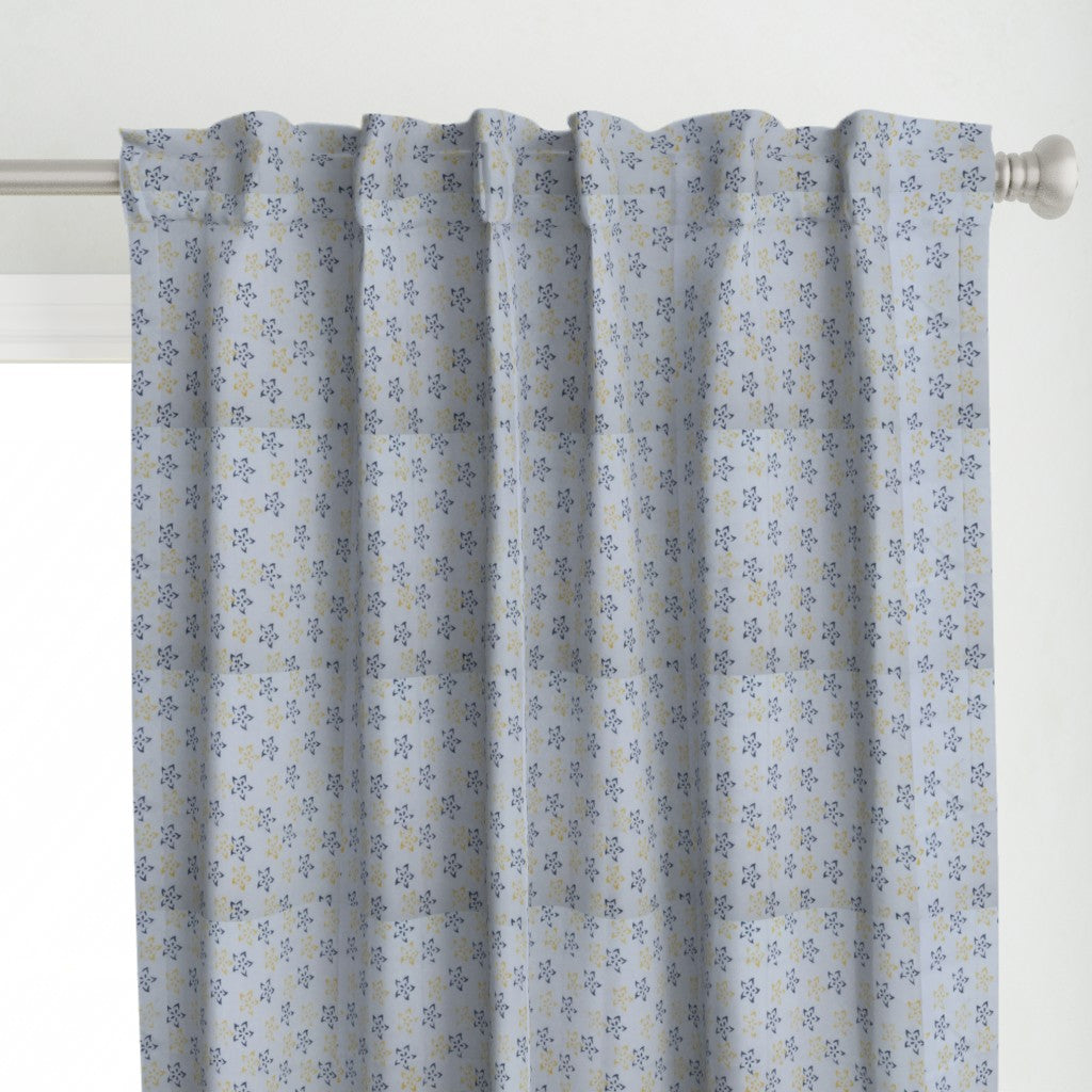 Blue, White and Yellow Colour Hand Block Print Curtain & Drapes, Pure Cotton Fabric