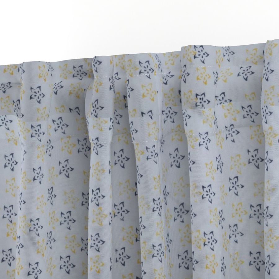 Blue, White and Yellow Colour Hand Block Print Curtain & Drapes, Pure Cotton Fabric