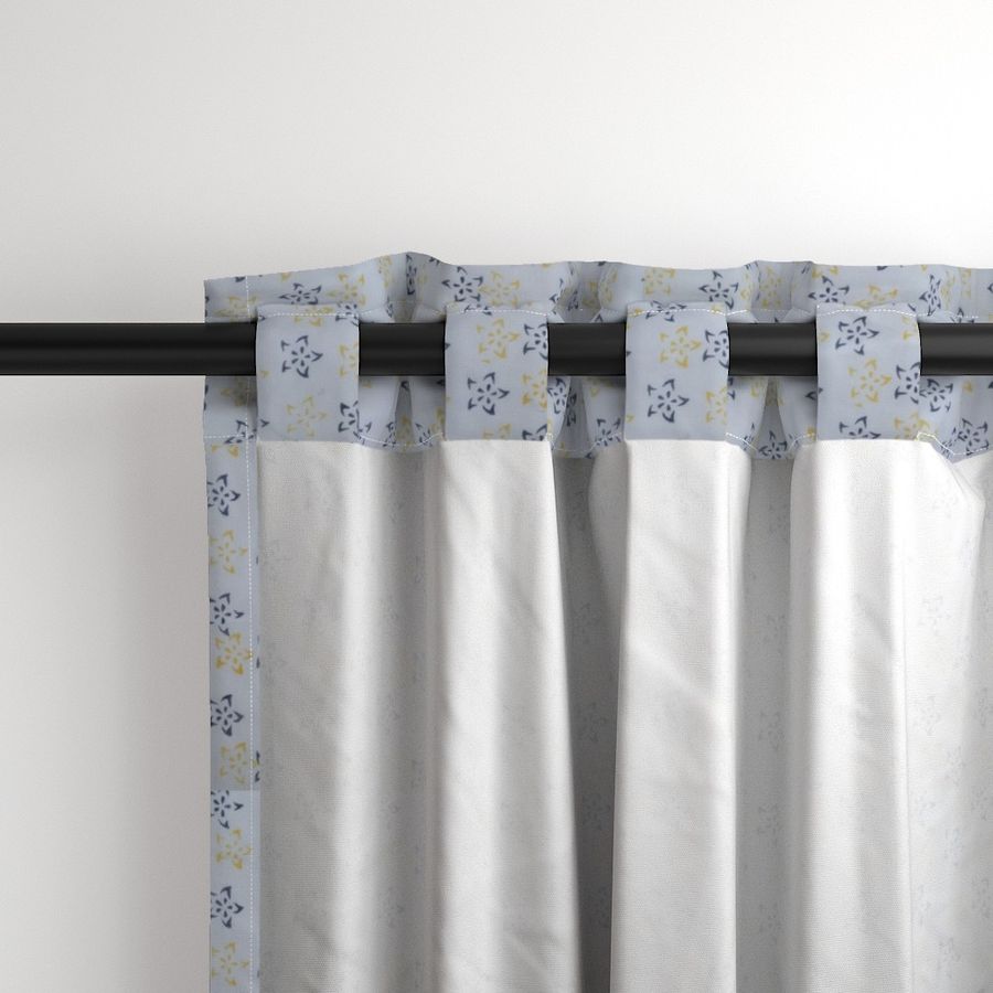 Blue, White and Yellow Colour Hand Block Print Curtain & Drapes, Pure Cotton Fabric