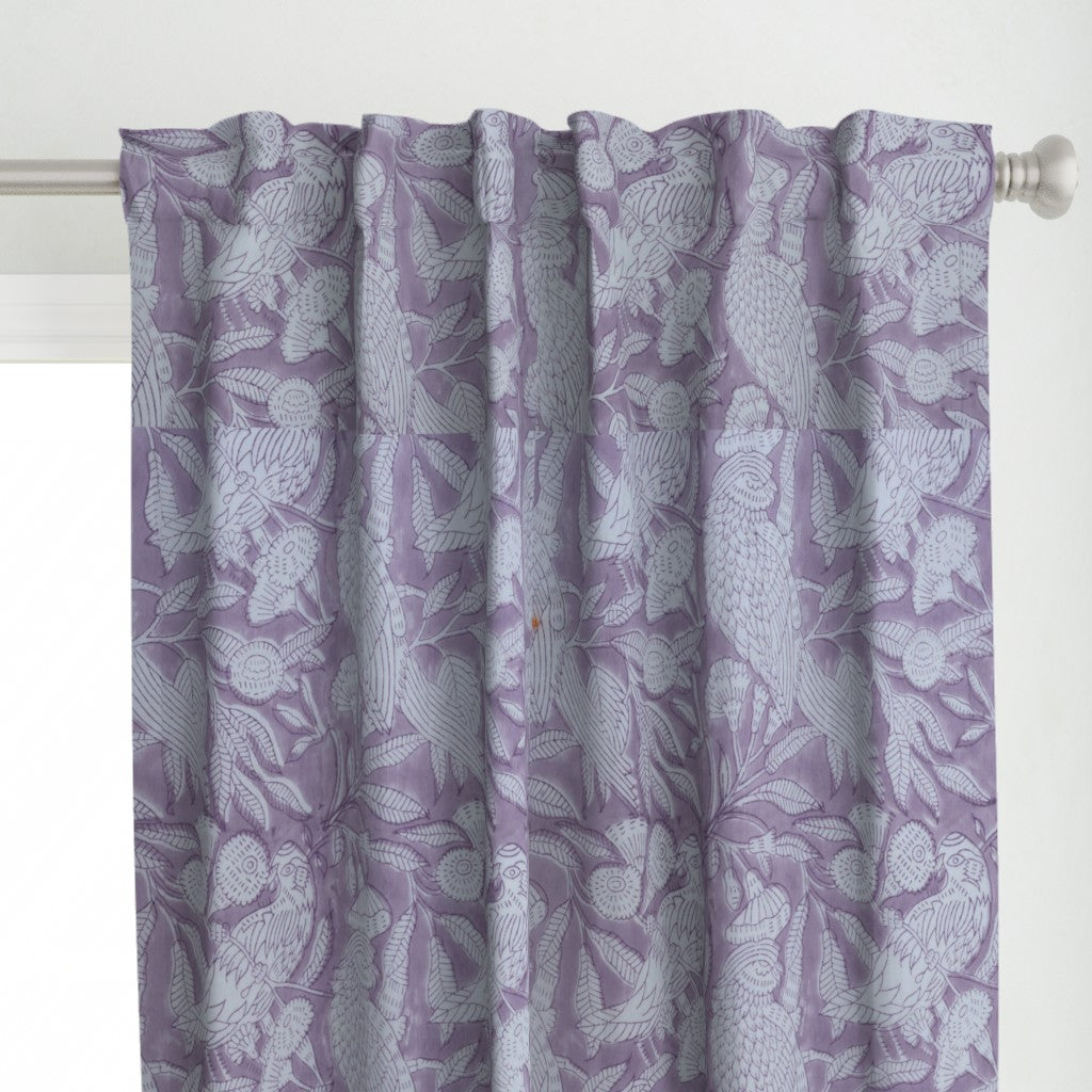 Purple and White Colour Hand Block Print Curtain & Drapes, Pure Cotton Fabric