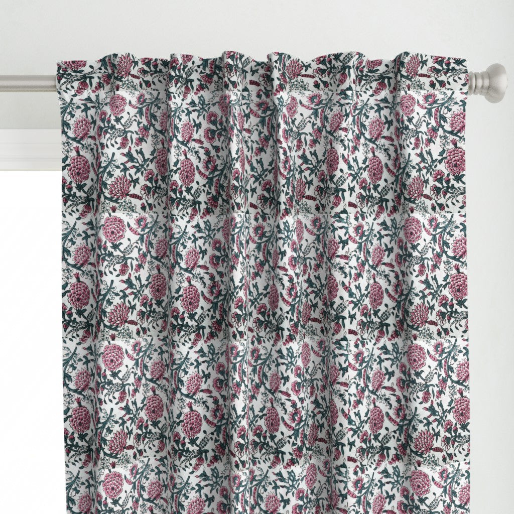 Pink and White Colour Hand Block Print Curtain & Drapes, Pure Cotton Fabric