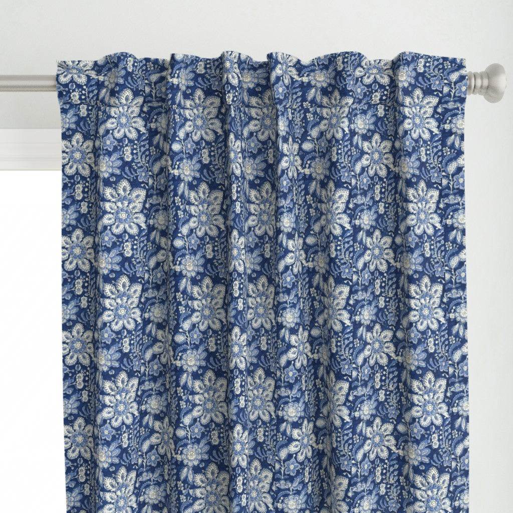 Blue and White Colour Hand Block Print Curtain & Drapes, Pure Cotton Fabric