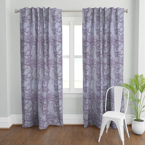 Purple and White Colour Hand Block Print Curtain & Drapes, Pure Cotton Fabric