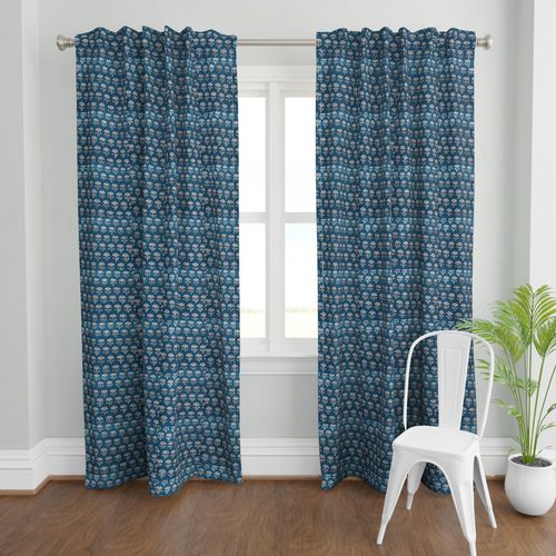 Blue and White Colour Hand Block Print Curtain & Drapes, Pure Cotton Fabric
