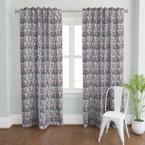 Pink and White Colour Hand Block Print Curtain & Drapes, Pure Cotton Fabric