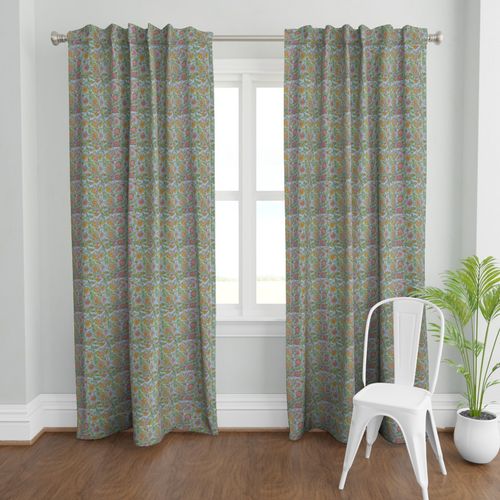 Blue and Yellow Colour Hand Block Print Curtain & Drapes, Pure Cotton Fabric