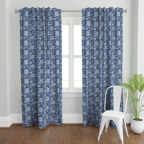 Blue and White Colour Hand Block Print Curtain & Drapes, Pure Cotton Fabric
