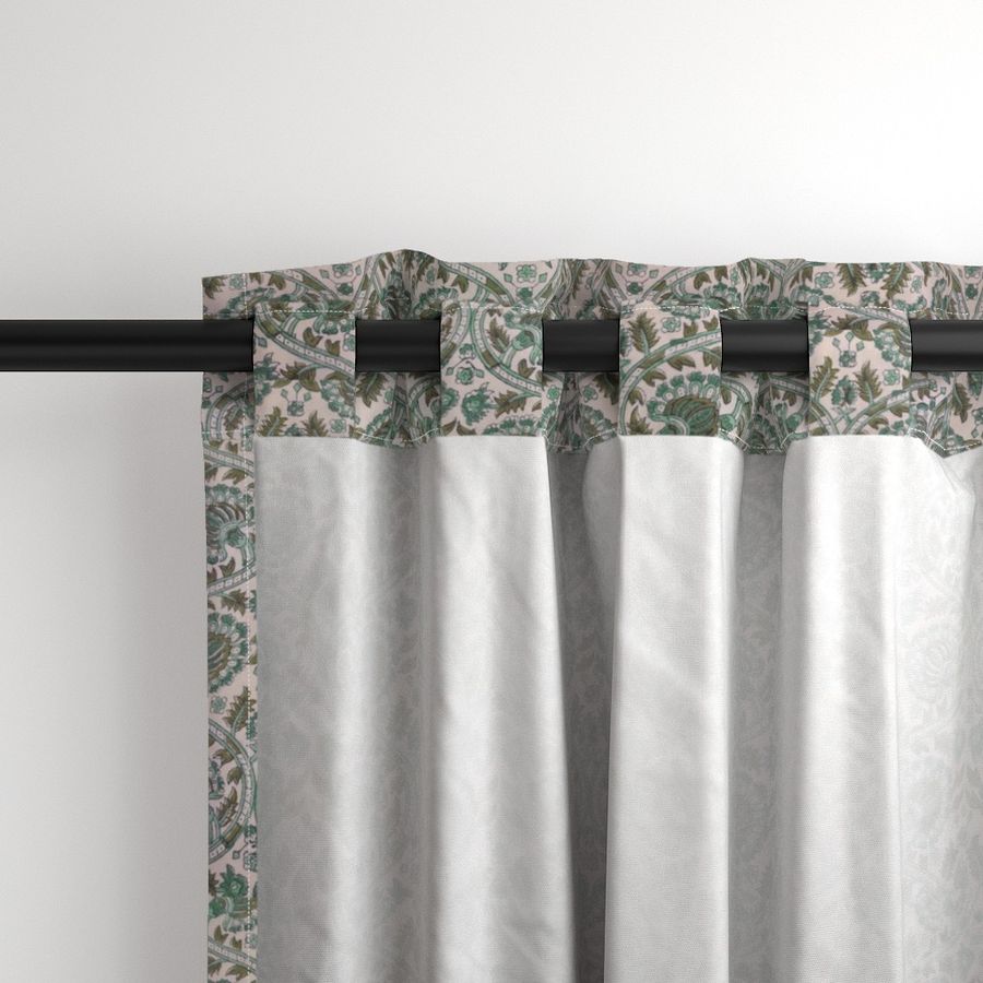 Green and Brown Colour Hand Block Print Curtain & Drapes, Pure Cotton Fabric