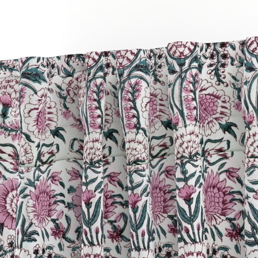 Pink and White Colour Hand Block Print Curtain & Drapes, Pure Cotton Fabric