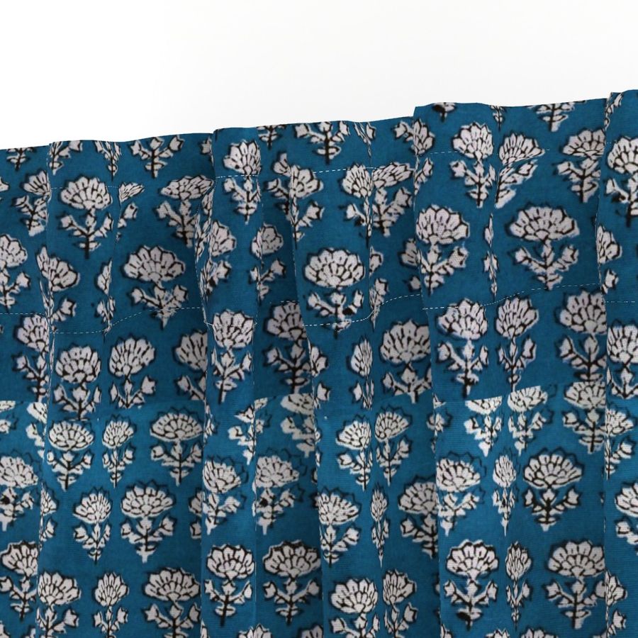 Blue and White Colour Hand Block Print Curtain & Drapes, Pure Cotton Fabric