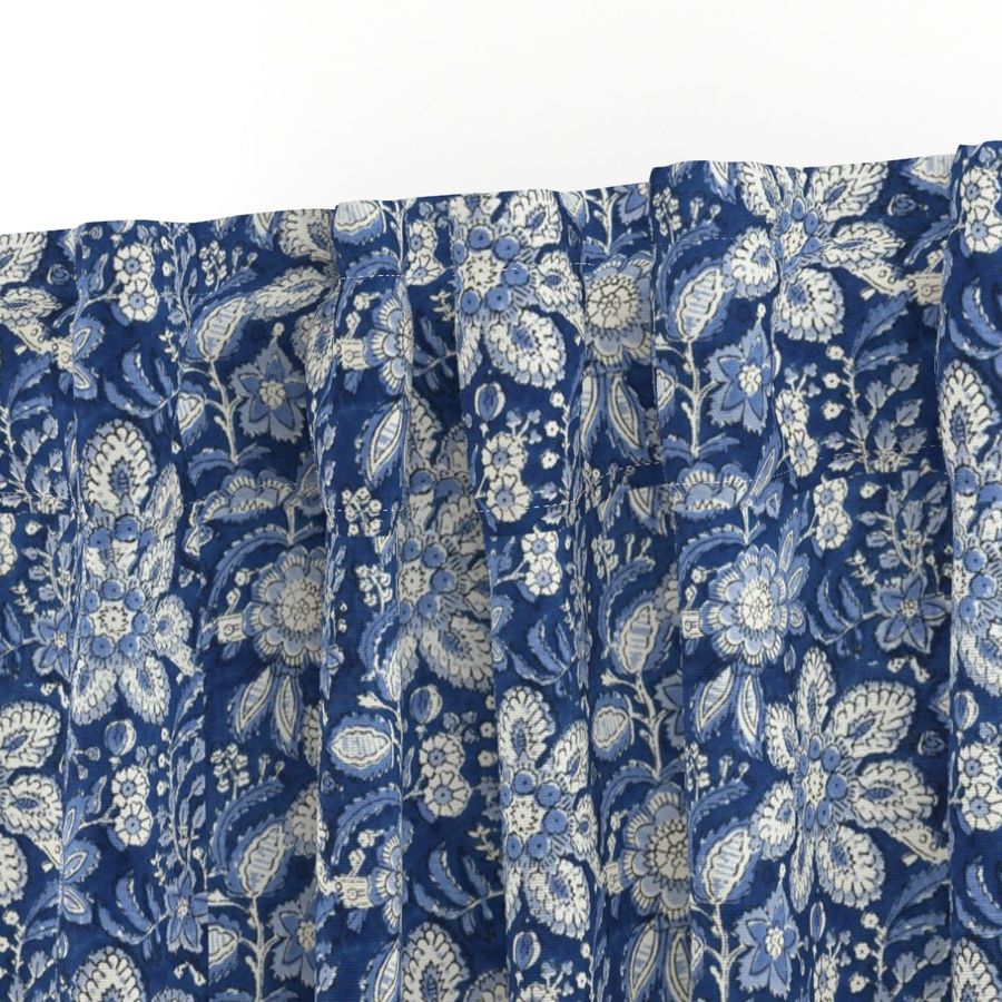Blue and White Colour Hand Block Print Curtain & Drapes, Pure Cotton Fabric