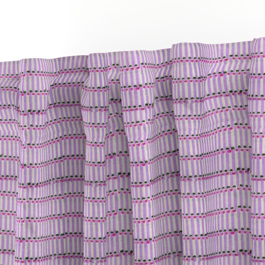 Pure Cotton Hand-Block Printed Curtains – Lavender & Purple Striped Theme