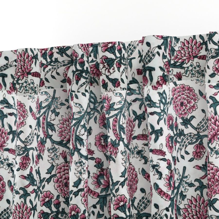 Pink and White Colour Hand Block Print Curtain & Drapes, Pure Cotton Fabric