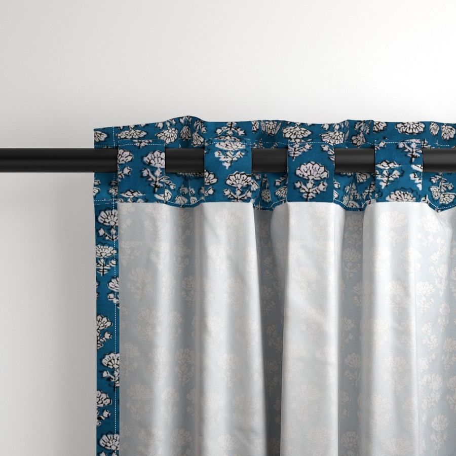 Blue and White Colour Hand Block Print Curtain & Drapes, Pure Cotton Fabric