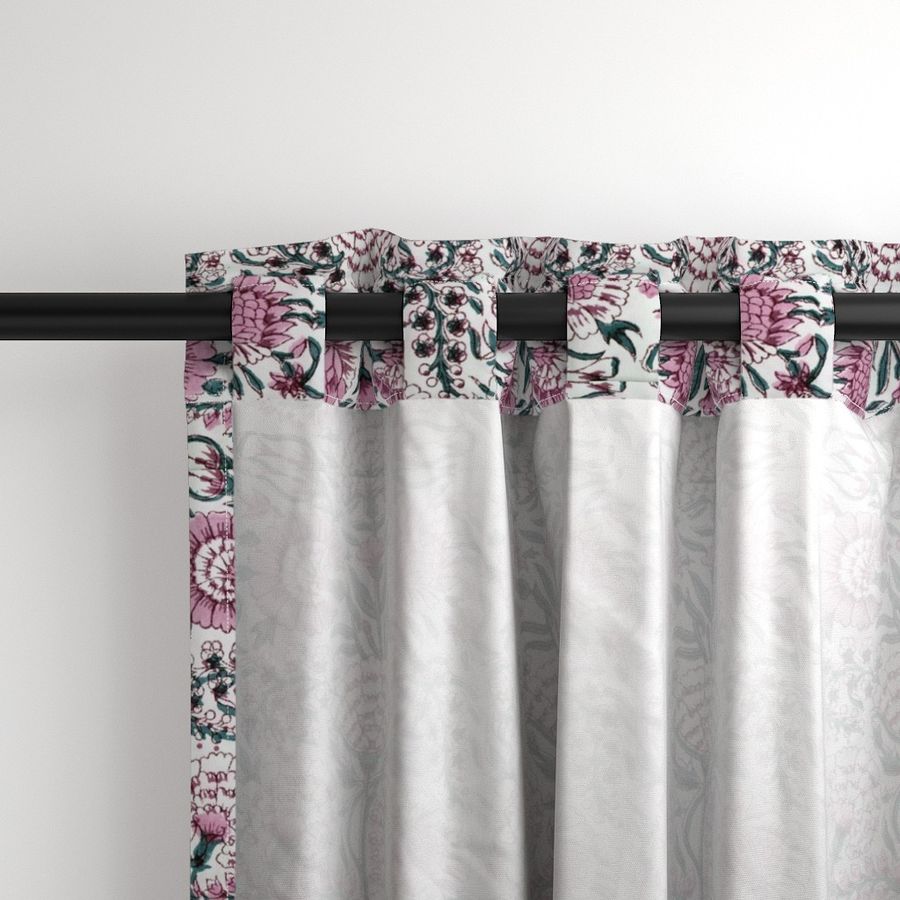 Pink and White Colour Hand Block Print Curtain & Drapes, Pure Cotton Fabric