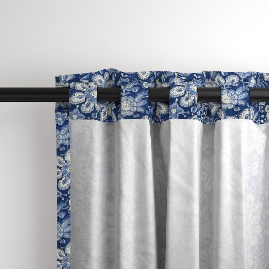 Blue and White Colour Hand Block Print Curtain & Drapes, Pure Cotton Fabric