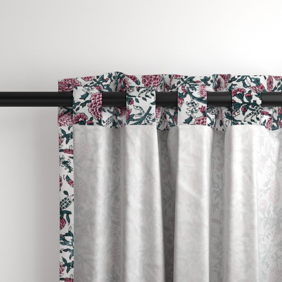 Pink and White Colour Hand Block Print Curtain & Drapes, Pure Cotton Fabric