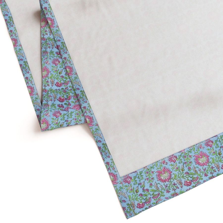 Blue and Pink  Colour Hand Block Print Curtain & Drapes, Pure Cotton Fabric