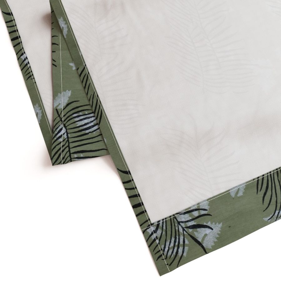Green and White  Colour Hand Block Print Curtain & Drapes, Pure Cotton Fabric