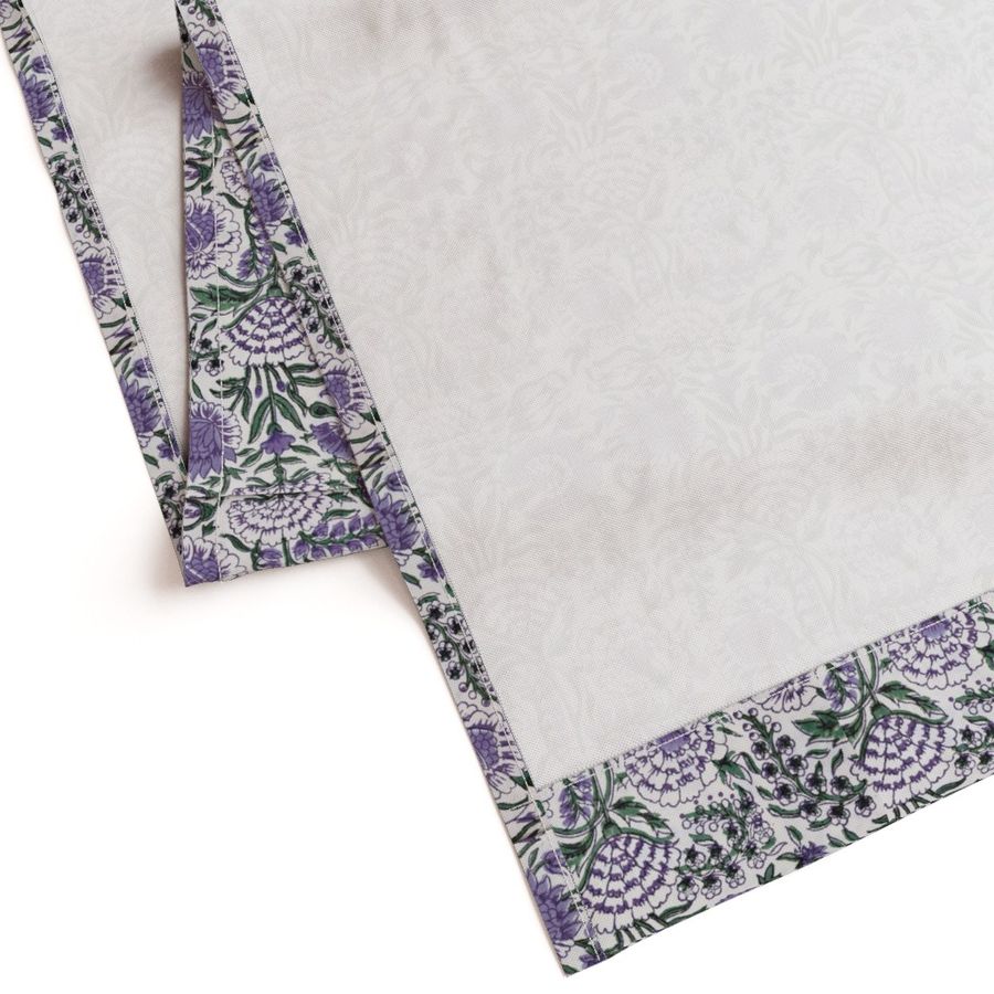 Purple and White Colour Hand Block Print Curtain & Drapes, Pure Cotton Fabric