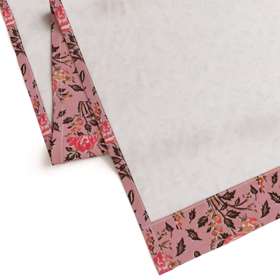 Pink and Brown Colour Hand Block Print Curtain & Drapes, Pure Cotton Fabric