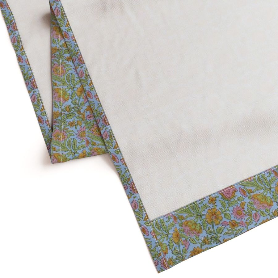 Blue and Yellow Colour Hand Block Print Curtain & Drapes, Pure Cotton Fabric