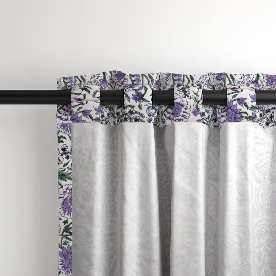 Purple and White Colour Hand Block Print Curtain & Drapes, Pure Cotton Fabric