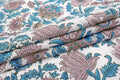 Hand Block Print Cotton Fabric: Pink, Blue Floral Indian Fabric by the Yard