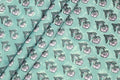 Blue Floral Block Print Cotton Fabric: Handstamped Indian Fabric