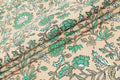 Floral Block Print Cotton Fabric: Orange & Green Mughal Design
