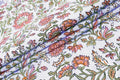 Pink Floral Block Print Cotton Fabric: Indian Handstamped Material