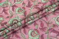 Pink Floral Cotton Fabric: Hand Block Print Indian Fabric by the Yard