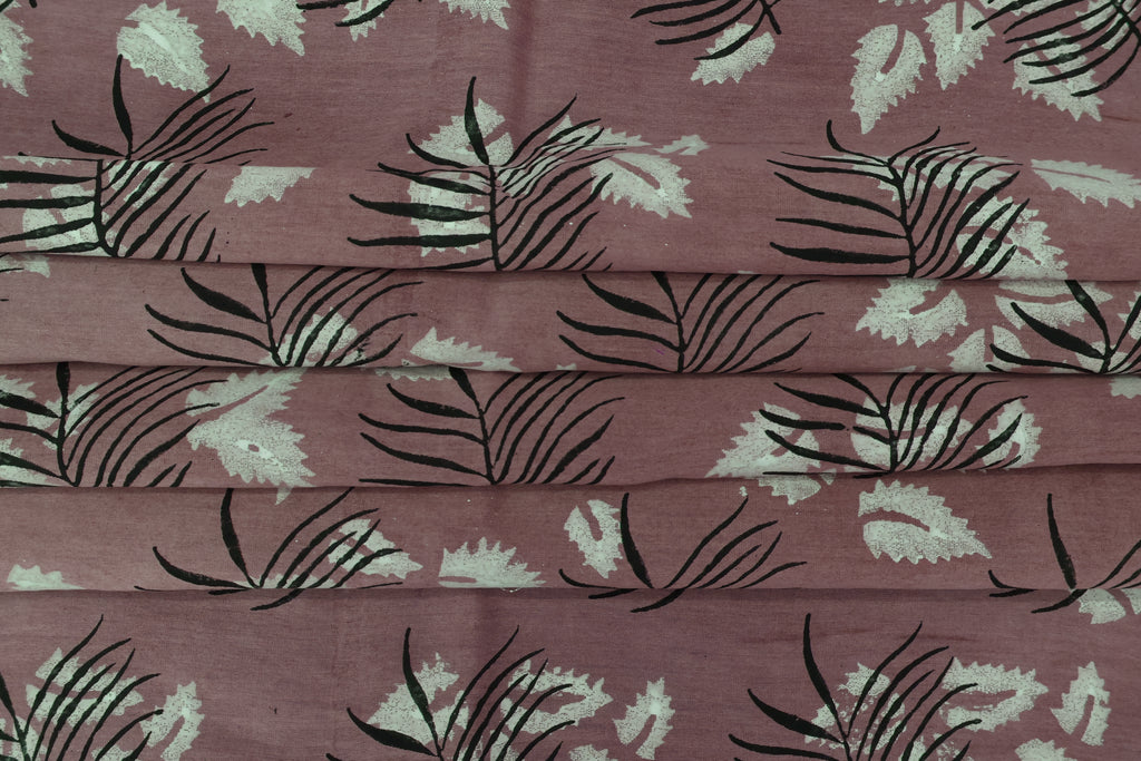 Pink Floral Blockprint Cotton Fabric: Hand-Stamped Indian Fabric