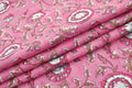 Pink Floral Fabric: Hand Block Print Indian Cotton, By The Yard