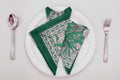 Hand Block Printed Cotton Napkins | Elegant Table Linen- Green and White