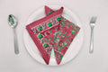 Hand Block Printed Cotton Napkins | Elegant Table Linen- Pink and Green
