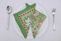 Hand Block Printed Cotton Napkins | Elegant Table Linen- Green and Yellow