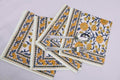 Hand Block Printed Cotton Napkins | Elegant Table Linen- Yellow and Blue